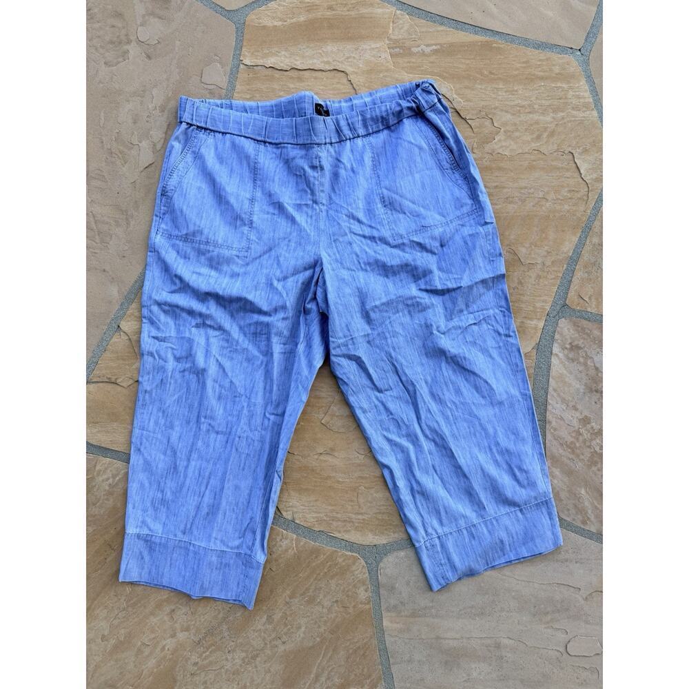 Talbots Plus Pants, Size 2X, Denim Blue, Wide Legged, Pull On, Pockets CB